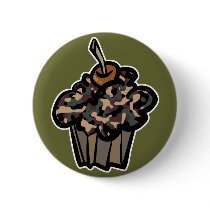 camouflage cupcake pinback button
