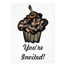 camouflage cupcake custom invitations