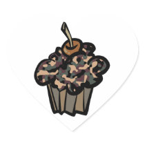 camouflage cupcake heart stickers