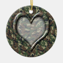 Camouflage Heart Christmas Ornaments