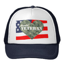 Camouflage Heart Proud Veterans Hat
