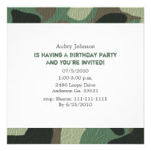Camouflage Party Invitations