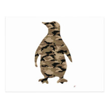 Camouflage Penguin Silhouette Postcard