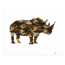 Camouflage Rhinoceros Silhouette Postcard