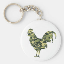 Camouflage Rooster Silhouette Key Chains