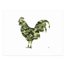 Camouflage Rooster Silhouette Postcard