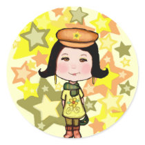 Camouflage Star Girl Sticker