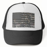 Camouflaged American Flag with deer heads hats