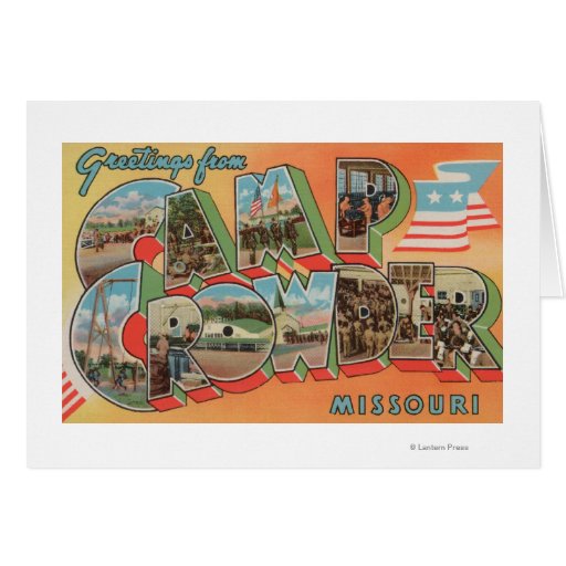 Camp Crowder, Missouri - Large Letter Scenes Greeting Cards