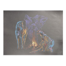 Camp Fire Native American Indian Warrior Post Cards