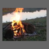 camp fire on the lake posters