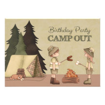 Camp Out Birthday Party Invitation for boy or girl