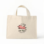 Camp Pigasus, blue & white striped beach tote bags