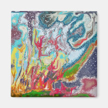 Campfire - Colourful Digital Abstract Painting Fridge Magnets