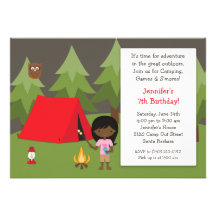 Camping Birthday Party Invitation for Girl
