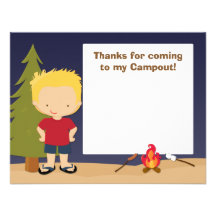 Camping Party Thank You Card Personalised Invitation