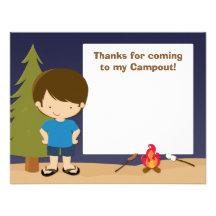 Camping Party Thank You Card Invitations