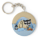 Camping racoon Letter I keychains