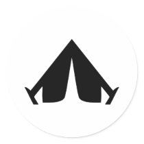 camping tend icon round stickers