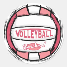 Can U Dig It Volleyball Pink Round Sticker