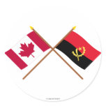 Canada and Angola Crossed Flags Round Stickers