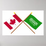Canada and Saudi Arabia Crossed Flags posters