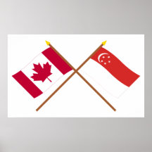 Canada and Singapore Crossed Flags Posters