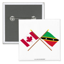 Canada and St Kitts & Nevis Crossed Flags Button