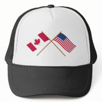 Canada and the United States Crossed Flags Mesh Hats