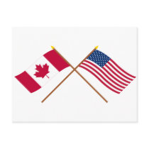 Canada and the United States Crossed Flags Post Card