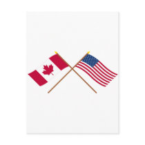 Canada and the United States Crossed Flags Post Cards