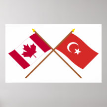 Canada and Turkey Crossed Flags Poster