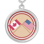 Canada and United States Crossed Flags necklaces