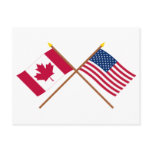 Canada and United States Crossed Flags postcards