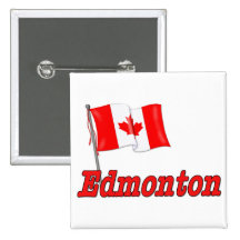 Canada Flag - Edmonton Pinback Buttons