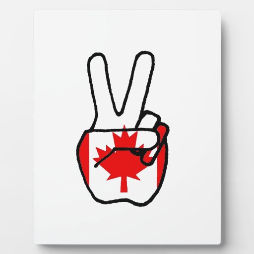 Canada Flag Peace Symbol Hand Photo Plaques Zazzle