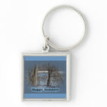 Canada Geese on Green Lane Reservoir Happy Holiday Keychain