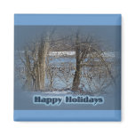 Canada Geese on Green Lane Reservoir Happy Holiday Fridge Magnet