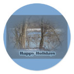 Canada Geese on Green Lane Reservoir Happy Holiday Round Sticker
