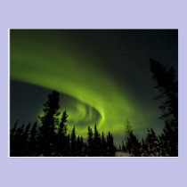 Canada, Manitoba. View of aurora borealis and postcards