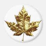 Canada Souvenir Fridge Magnet Gold Maple Leaf Gift