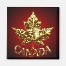 Canada Souvenir Fridge Magnet Gold Maple Leaf Gift