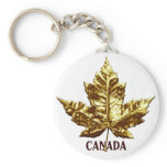 Canada Souvenir Key Chain Gold Chrome Maple Leaf keychains