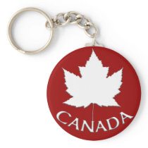 Canada Souvenir Key Chain Red & White Maple Leaf