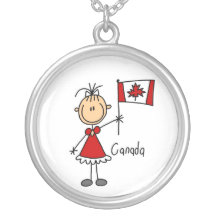 Canada Stick Figure Girl Necklace