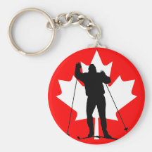 Canadian flag crosscountry skier keychain