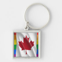 CANADIAN GAY PRIDE FLAG WAVY DESIGN KEY CHAINS