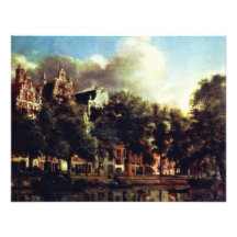 Canal In Amsterdam By Heyden Jan Van Der (Best Qua Custom Announcement