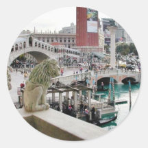 Canals Gondolas Bridges Las Vegas Round Sticker