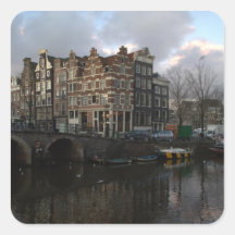 Canals in Amsterdam Square Sticker